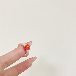 Розовый Полимерные пальцевые кольца, цветок, туманная роза, внутренний диаметр: 17 мм