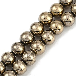 Светло-Золотое Покрытие Гальванические нити синтетических магнитных гематитовых бусин, класс AAA, круглые, свет позолоченные, 8 мм, отверстие : 1.2 мм, около 52 шт / нитка, 16.14'' (41 см)