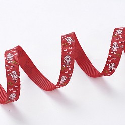 Красный Полиэстер Grosgrain ленты, Новогодняя тема, для изготовления ювелирных изделий, красные, 3/8 дюйм (10 мм), 100yards / рулон (91.44 м / рулон)