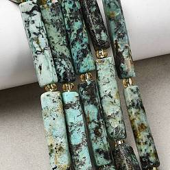 Африканский Бирюза(яшма) Бусы натуральная африканская бирюза (яшма), колонка, с бисером, 14~30x6.5~7.5x6.5~7.5 мм, отверстие : 1 мм, около 13~15 шт / нитка, 15.87'' (40.3 см) ~ 16.06'' (40.8 см)