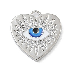 Платина Стойка покрытие латунь микропаве кубический цирконий с эмалевыми подвесками, долговечный, без свинца и без кадмия, Очарование глаз, платина, 23x22.5x2 мм, отверстие : 2x3 мм