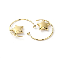 Golden Ion Plating(IP) 304 Stainless Steel Stud Earrings, Star, Golden, 46.5x2mm