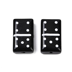 Черный Бусины из стеклянной эмали, окрашенные методом запекания, прямоугольник с точкой, чёрные, 24.5x14.5x8.5 мм, отверстие : 1.8 мм
