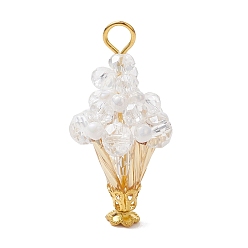 Прозрачный Стеклянные подвески, очарование мороженого, С результатами сплава и железа, граненые, прозрачные, 35.5x18 мм, отверстие : 4.5 мм