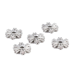 Платина Латунные микро проложить кубического циркония бусы, цветок, платина, 6x2 мм, отверстие : 1.2 мм