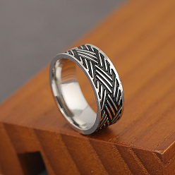 Edelstahl Farbe 201 Edelstahl-Finger-Ringe für Männer, Streifen, Edelstahl Farbe, 8 mm, Innendurchmesser: 18 mm