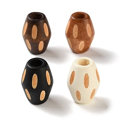 Mixed Color Schima Wood Carved European Beads, Rhombus, Large Hole Beads, Mixed Color, 17x12.5mm, Hole: 4.5mm