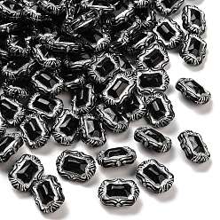 Rectangle Непрозрачные акриловые бусины, серебристого металла, обвитыми, чёрные, прямоугольные, 18x13x8.5 мм, отверстие : 1.8 мм, Около 510 шт / 500 г