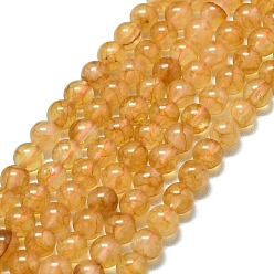 Желтый Натуральный Malaysia нефритовые бусы пряди, окрашенная и подогревом, круглые, желтые, 6~6.5 мм, отверстие : 1 мм, около 60~62 шт / нитка, 14.96 дюйм (38 см)
