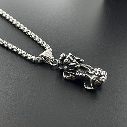 Нержавеющая Сталь Цвет Панк 304 подвеска pi xiu из нержавеющей стали, модные мужские хип-хоп ожерелья, цвет нержавеющей стали