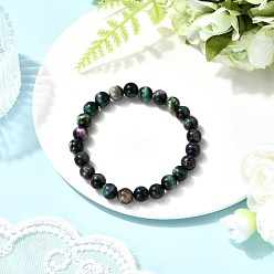 Тигровый глаз Браслеты из натуральных окрашенных и нагретых бусин тигрового глаза для мужчин и женщин, внутренний диаметр: 2-1/2 дюйм (6.45 см)