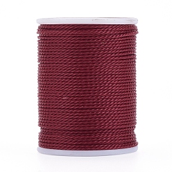 Dark Red Round Waxed Polyester Cord, Taiwan Waxed Cord, Twisted Cord, Dark Red, 1mm, about 12.02 yards(11m)/roll
