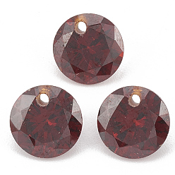 Rouge Foncé Charmes de zircons, facette, plat rond, rouge foncé, 8x4.5mm, Trou: 1mm