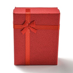 (123L) Белый крем непрозрачный блеск Картонные коробки ожерелья бумаги, Подарочный футляр для колье с губкой внутри и бантиком, прямоугольные, огнеупорный кирпич, 9.15x7.15x3 см