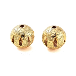 Круглые Текстура латунные бусины, без кадмия и без свинца, матовый золотой цвет, круглые, 10 мм, отверстие : 1.6 мм