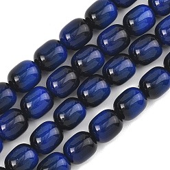 Темно-Синий Нити из искусственного тигрового глаза, овальные, темно-синий, 9.5x8 мм, отверстие : 1 мм, около 79 шт / нитка, 29.53'' (75 см)