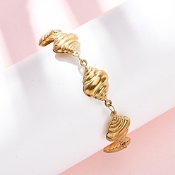 Настоящее золото 18K 304 Браслеты из нержавеющей стали в форме спиральной ракушки для женщин, ионное покрытие (ip), реальный 18 k позолоченный, 7-1/8 дюйм (18.2 см)