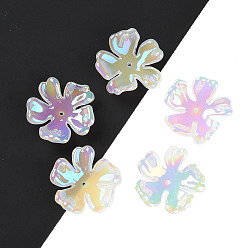 Farbig UV-Beschichtung Acrylperlen Kappen, irisierend, 5-Blütenblatt Blüte, Farbig, 30.5x30.5x6 mm, Bohrung: 1.4 mm