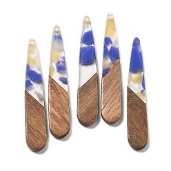 Белый Подвески из смолы и ореха, слеза, белые, 43.5x7.5x3.5 мм, отверстие : 1.5 мм