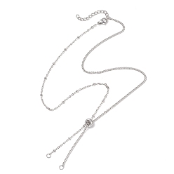 Нержавеющая Сталь Цвет 304 изготовление ожерелий из нержавеющей стали с цепочкой-сателлитом, не тускнеет, цвет нержавеющей стали, 20.47 дюйм (52 см), Перейти кольцо: 4x0.8 мм, 2.5 мм внутренним диаметром