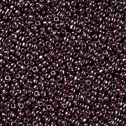 Indian Red Glass Seed Beads, Opaque Colors Lustered, Round, Indian Red, 3mm, Hole: 1mm, about 10000pcs/pound
