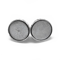 Platinum Rhodium Plated 925 Sterling Silver Magnetic Clasps, with 925 Stamp, Round, Platinum, 14.5x8mm, Hole: 1.5mm