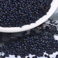 (RR2014) Matte Metallic Midnight Blue Iris MIYUKI Round Rocailles Beads, Japanese Seed Beads, 11/0, (RR2014) Matte Metallic Midnight Blue Iris, 2x1.3mm, Hole: 0.8mm, about 5500pcs/50g