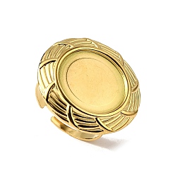 Настоящее золото 18K 304 компоненты манжетного кольца из нержавеющей стали, Настройки колодки кольцо, плоско-круглые, ионное покрытие (ip), реальный 18 k позолоченный, лоток : 16.5 мм, внутренний диаметр: 18 мм