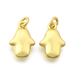 Настоящее золото 18K Латунные подвески, hamsa hand charms, стойки покрытие, прочное покрытие, без кадмия и без свинца, с целью перехода в кольце, реальный 18 k позолоченный, 11.5x8x2.8 мм, отверстие : 2 мм