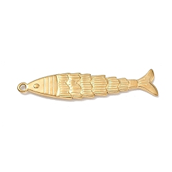 Doré  Pendentifs en acier inoxydable, breloques en forme d'écailles de poisson, or, 304mm, Trou: 48x10.5x2mm