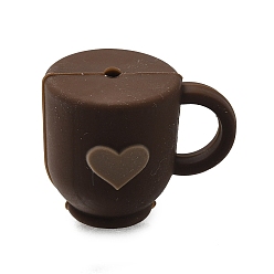 Кокосово-Коричневый Силиконовые фокусные шарики, изготовление ожерелий diy, чашка кофе, кокосового коричневый, 21.5x27x20 мм, отверстие : 2 мм