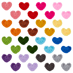 (52) Непрозрачная лаванда 32шт. 16 цветные полиэстеровые кабошоны, Аксессуары для орнаментов, сердце, разноцветные, 30~35x38~40x4~5 мм, 2 шт / цвет