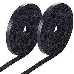 Black 10M Flat Cowhide Cord, for Necklace & Bracelet Making Accessories, Black, 6x2mm, about 10.94 Yards(10m)/Set
