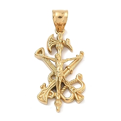 Настоящее золото 18K Пасхальные 304 кулоны из нержавеющей стали, cristo de la legión, ручная полировка, ионное покрытие (ip), реальный 18 k позолоченный, 38x21x7 мм, отверстие : 5x7.5 мм