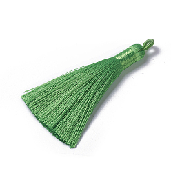 Зеленый лайм Полиэстер кисточкой подвески, зеленый лайм, 78~82x8 мм, отверстие : 2~4 мм
