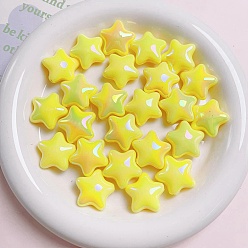 Желтый Пластиковые бусины с УФ-покрытием, переливающаяся звезда, желтые, 22x22 мм, отверстие : 2.8 мм