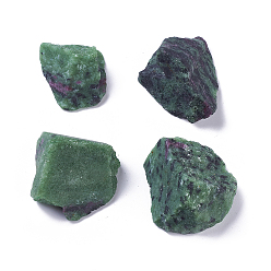 Rubí en Zoisita Ruby natural crudo en bruto en cuentas de zoisita, perlas sin perforar / sin orificios, pepitas, 33~44x27~36x15~28 mm, sobre 4 unidades / 100 g, 100 g / bolsa