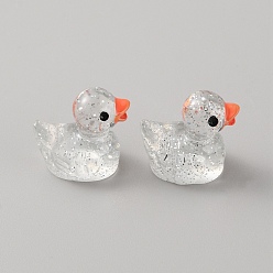 Серебро Миниатюрные уточки из смоляных блесток для украшения дома, микроландшафтные орнаменты, серебряные, 16x11.5x16 мм