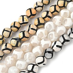 (52) Непрозрачная лаванда Бусины дзи с узором на спине в тибетском стиле, Природные Агат, агат из кожи жирафа, окрашенные, граненые, круглые, разноцветные, 10 мм