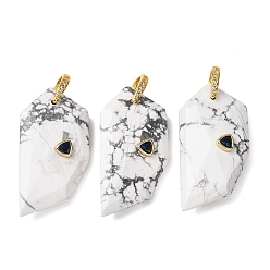 Howlite Natural Howlite Pendants, Others, Golden, 40~40.5x20.5~21x9.5~10mm, Hole: 6x6.5mm