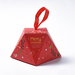 Red Christmas Gift Boxes, with Ribbon, Gift Wrapping Bags, for Presents Candies Cookies, Red, 8.1x8.1x6.4cm