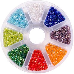 Color mezclado Dos granos de la semilla de cristal tallado, hexágono, color mezclado, 2.2 mm, agujero: 0.5 mm, sobre 14400 unidades / caja