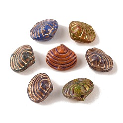Shell Shape Краски для выпечки стеклянные бусины, металла обвитые, разноцветные, формы раковины, 12.5x10.5x7.5 мм, отверстие : 1 мм