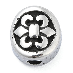 Античное Серебро 304 из нержавеющей стали бусы, овал с Флер де Лис, античное серебро, 8.5x8x6 мм, отверстие : 1.6 мм