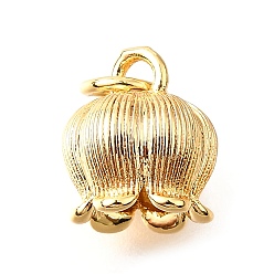 Настоящее золото 18K Латунные подвески, с целью перехода в кольце, без кадмия, без никеля и без свинца, ландыш, реальный 18 k позолоченный, 10x8x7.5 мм, отверстие : 3.5 мм