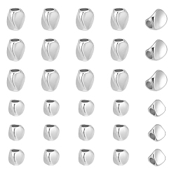 Серебро 40шт 2 стили латунная бусина, твист шарик, серебряные, 3~5x3~4x3~4 мм, отверстие : 1.2~1.8 мм, 20 шт / стиль