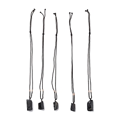 Турмалин Регулируемые ожерелья с подвесками из натурального черного турмалина, с хлопком шнур, грубый необработанный камень, самородки, внутренний диаметр: 10-1/2~14 дюйм (26.7~35.5 см)