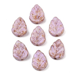 Фиолетовый Чешские прессованные стеклянные бусины, лист, фиолетовые, 10.5x8.5x3.5 мм, отверстие : 0.8 мм, около 520 шт / упаковка