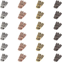 Mixed Color Tibetan Style Alloy Beads, Skull with Crown, Mixed Color, 16x12x6mm, Hole: 2mm, 4 colors, 6pcs/color, 24pcs/box