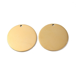 Настоящее золото 18K 304 подвески из нержавеющей стали, штамповка пустой метки, плоский круглый шарм, реальный 18 k позолоченный, 30x1.3 мм, отверстие : 1.8 мм